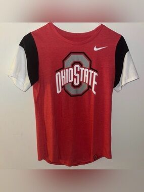 Nike Red Ohio State Short-Sleeve Tee with Black & White Sleeves